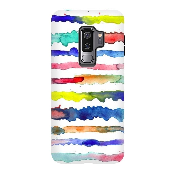 Galaxy S9 plus StrongFit Gradient Watercolor Lines Blue by Ninola Design