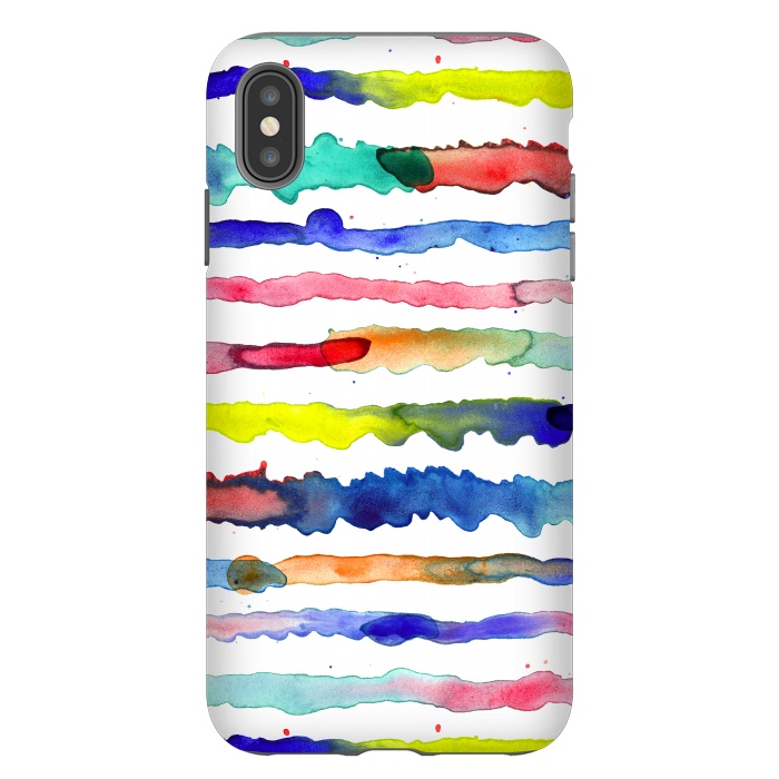 iPhone Xs Max StrongFit Gradient Watercolor Lines Blue by Ninola Design