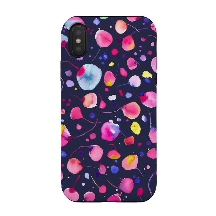 iPhone Xs / X StrongFit Flying Seeds Navy by Ninola Design