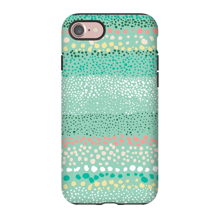 iPhone 7 StrongFit Little Textured Dots Green by Ninola Design