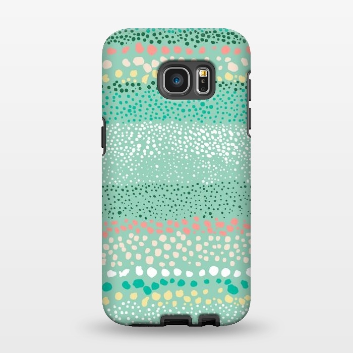 Galaxy S7 EDGE StrongFit Little Textured Dots Green by Ninola Design