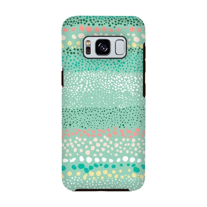 Galaxy S8 StrongFit Little Textured Dots Green by Ninola Design