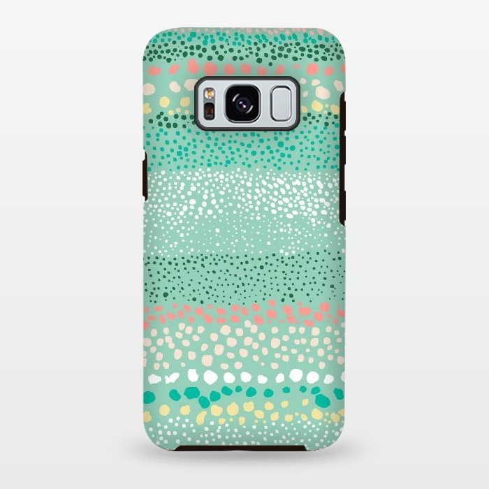 Galaxy S8 plus StrongFit Little Textured Dots Green by Ninola Design