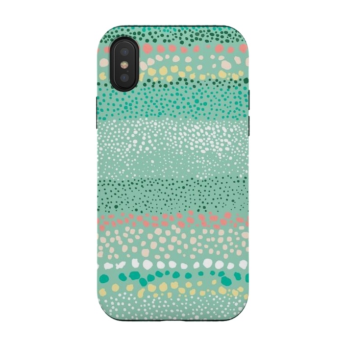 iPhone Xs / X StrongFit Little Textured Dots Green by Ninola Design