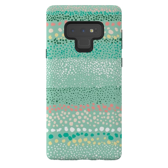 Galaxy Note 9 StrongFit Little Textured Dots Green by Ninola Design