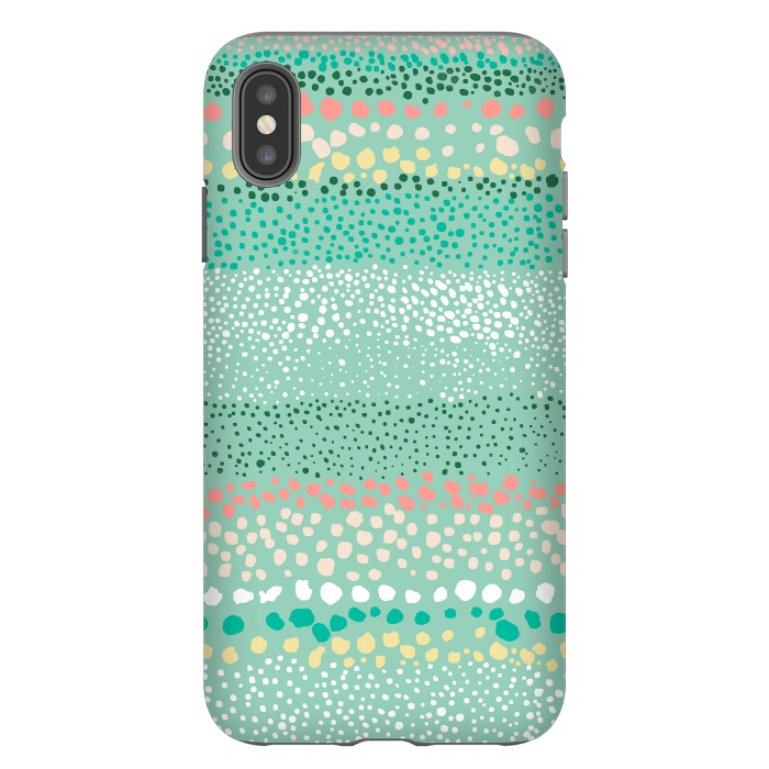 iPhone Xs Max StrongFit Little Textured Dots Green by Ninola Design