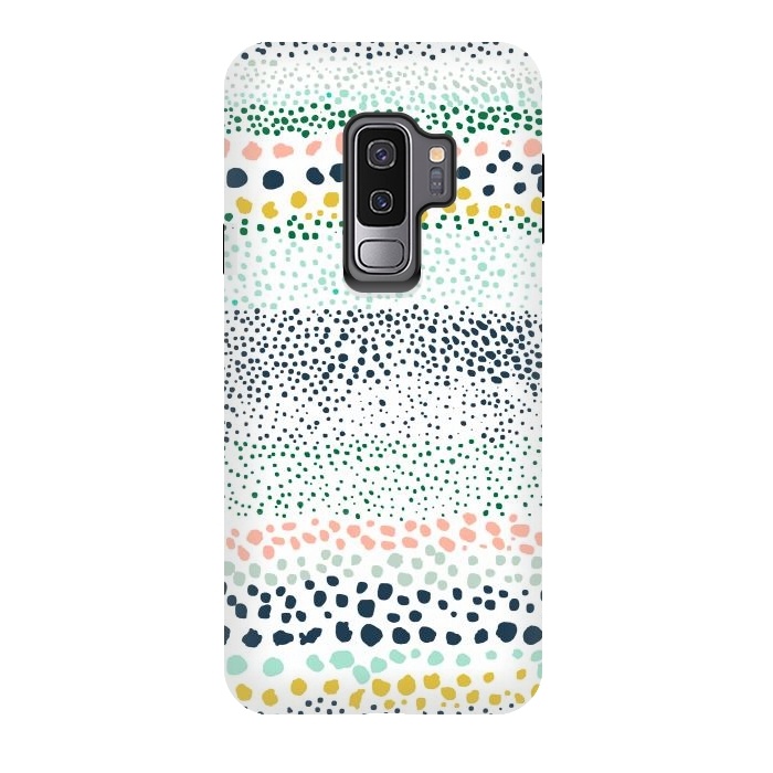 Galaxy S9 plus StrongFit Little Textured Dots White by Ninola Design