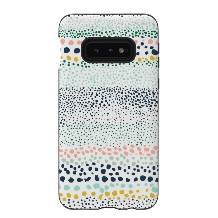 Galaxy S10e StrongFit Little Textured Dots White by Ninola Design