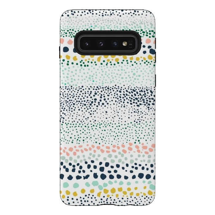 Galaxy S10 StrongFit Little Textured Dots White by Ninola Design