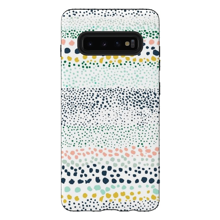 Galaxy S10 plus StrongFit Little Textured Dots White by Ninola Design