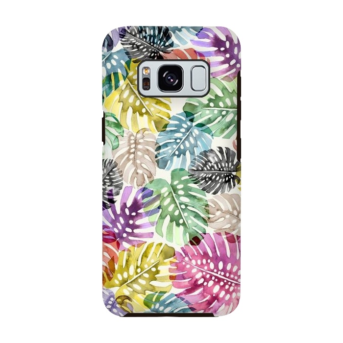 Galaxy S8 StrongFit Colorful Tropical Monstera Leaves by Ninola Design