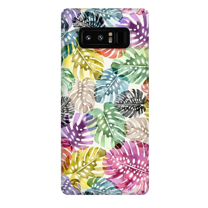Galaxy Note 8 StrongFit Colorful Tropical Monstera Leaves by Ninola Design
