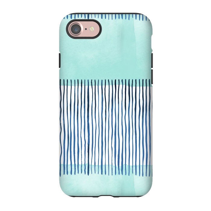 iPhone 7 StrongFit Minimal Stripes Blue by Ninola Design