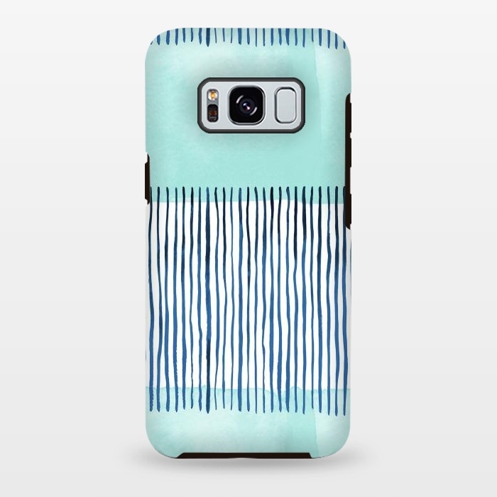 Galaxy S8 plus StrongFit Minimal Stripes Blue by Ninola Design