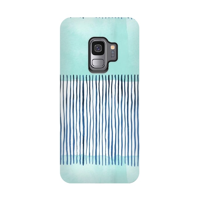 Galaxy S9 StrongFit Minimal Stripes Blue by Ninola Design