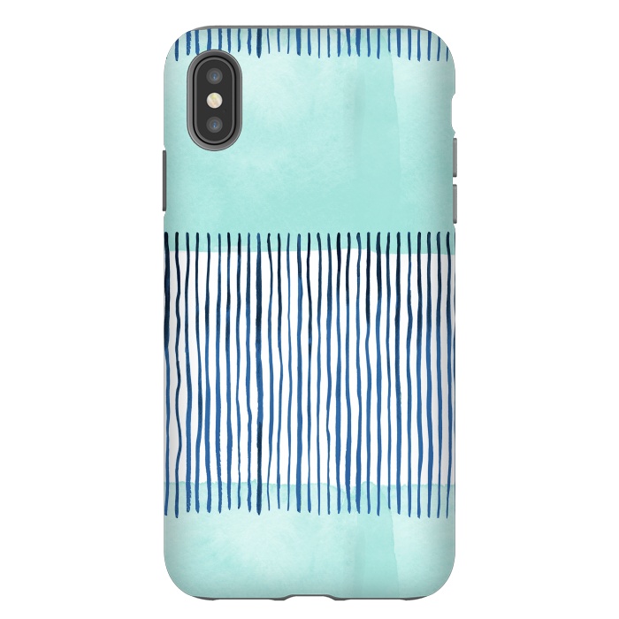iPhone Xs Max StrongFit Minimal Stripes Blue by Ninola Design