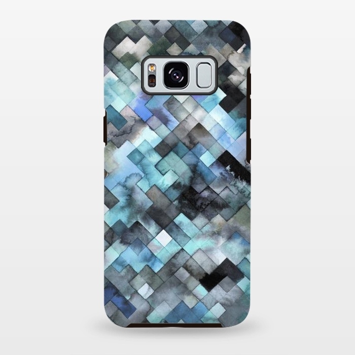 Galaxy S8 plus StrongFit Moody Geometry Blue by Ninola Design