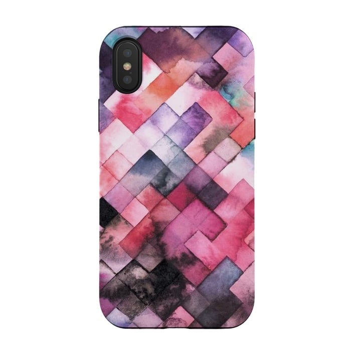 iPhone Xs / X StrongFit Moody Geometry Pink by Ninola Design