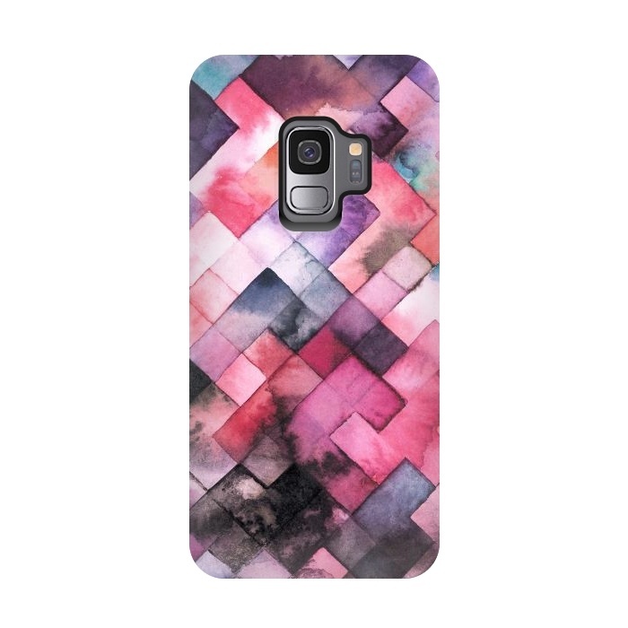 Galaxy S9 StrongFit Moody Geometry Pink by Ninola Design