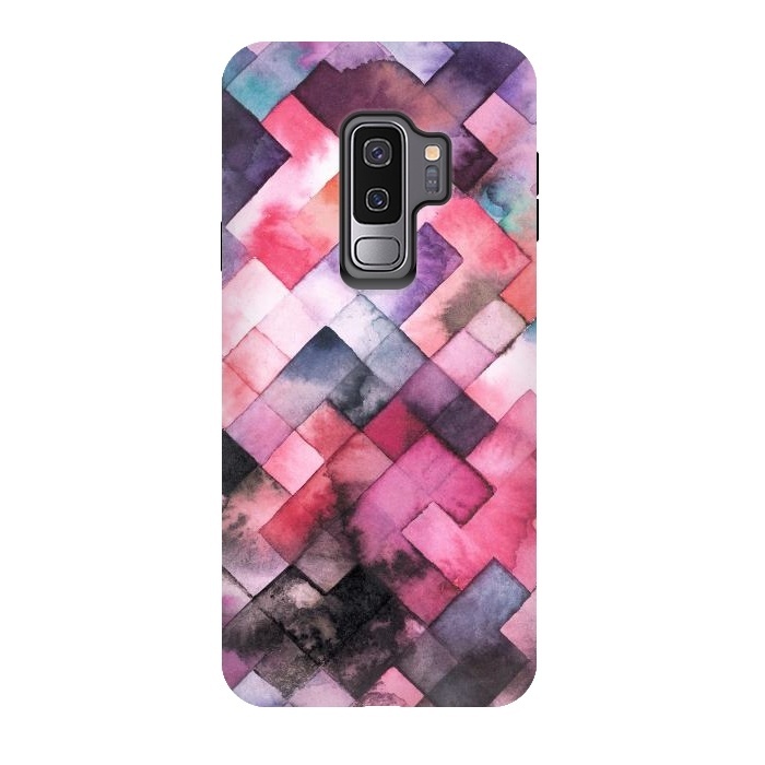 Galaxy S9 plus StrongFit Moody Geometry Pink by Ninola Design