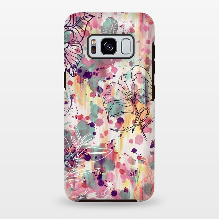 Galaxy S8 plus StrongFit Pink Flowers Graffiti by Ninola Design