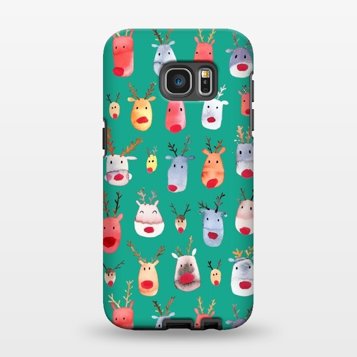 Galaxy S7 EDGE StrongFit Christmas Winter Rudolph Reindeer by Ninola Design