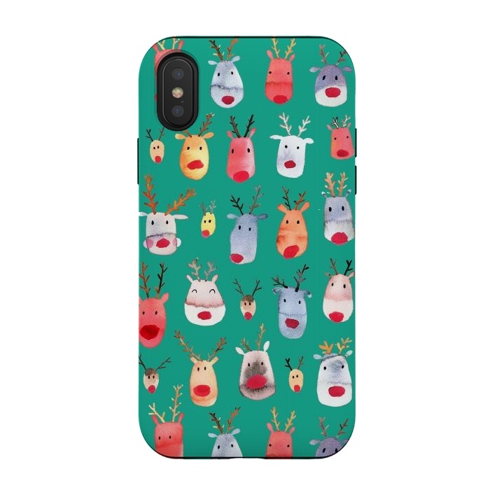 iPhone Xs / X StrongFit Christmas Winter Rudolph Reindeer by Ninola Design