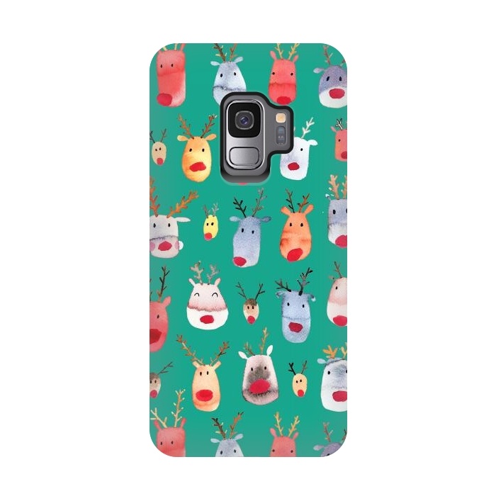 Galaxy S9 StrongFit Christmas Winter Rudolph Reindeer by Ninola Design