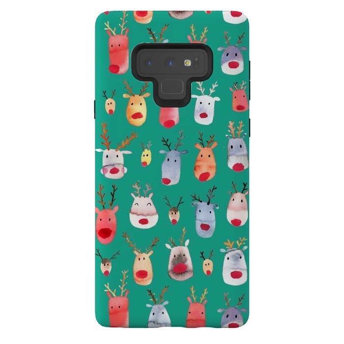 Galaxy Note 9 StrongFit Christmas Winter Rudolph Reindeer by Ninola Design