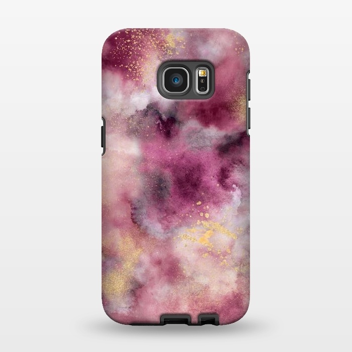 Galaxy S7 EDGE StrongFit Smoke Marble Gold Pink by Ninola Design