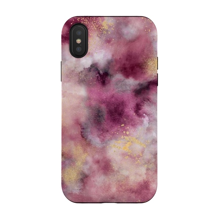 iPhone Xs / X StrongFit Smoke Marble Gold Pink by Ninola Design