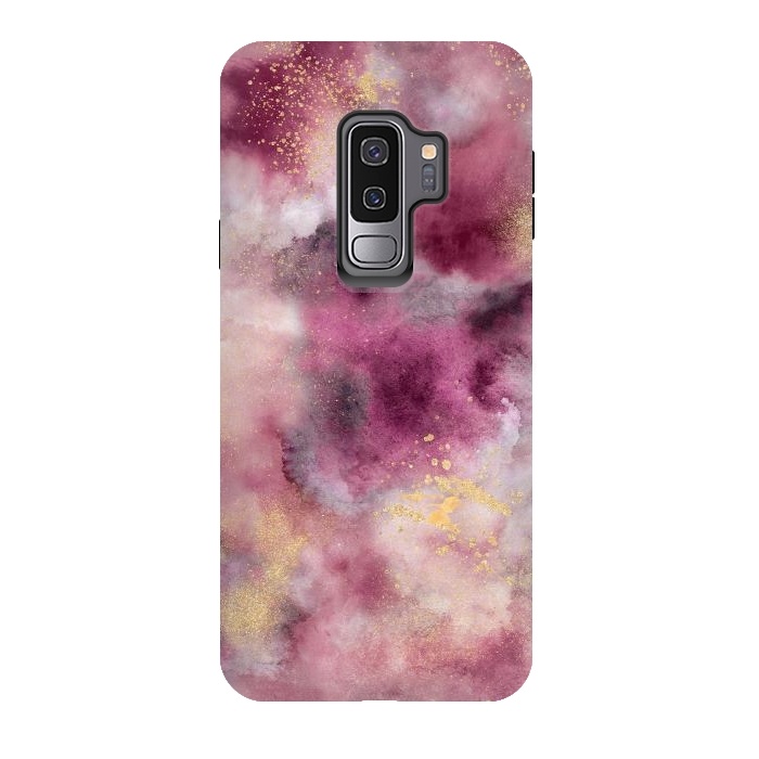 Galaxy S9 plus StrongFit Smoke Marble Gold Pink by Ninola Design