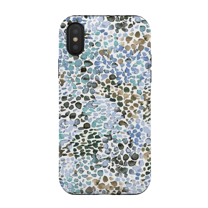 iPhone Xs / X StrongFit Blue Specked Watercolor by Ninola Design