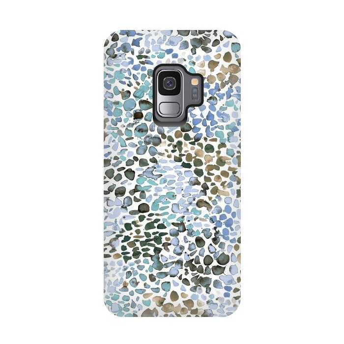 Galaxy S9 StrongFit Blue Specked Watercolor by Ninola Design