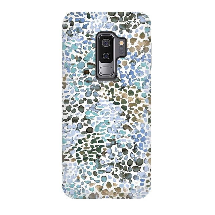 Galaxy S9 plus StrongFit Blue Specked Watercolor by Ninola Design