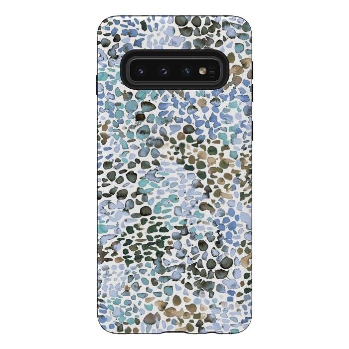 Galaxy S10 StrongFit Blue Specked Watercolor by Ninola Design