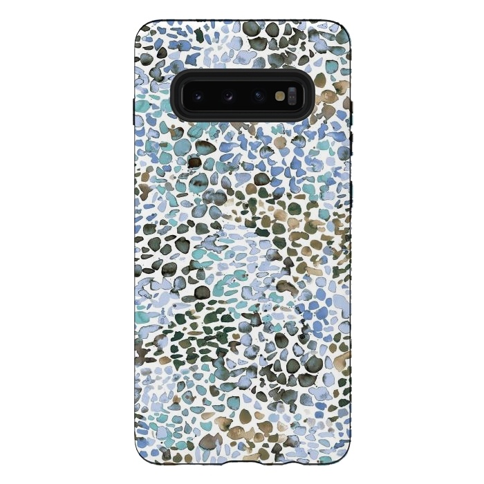 Galaxy S10 plus StrongFit Blue Specked Watercolor by Ninola Design