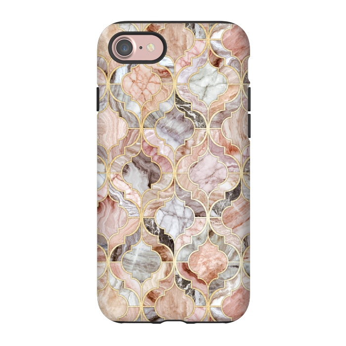 iPhone 7 StrongFit Rosy Marble Moroccan Tiles by Micklyn Le Feuvre