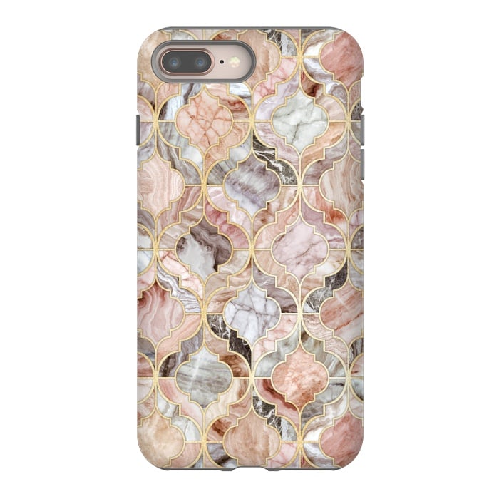 iPhone 7 plus StrongFit Rosy Marble Moroccan Tiles by Micklyn Le Feuvre