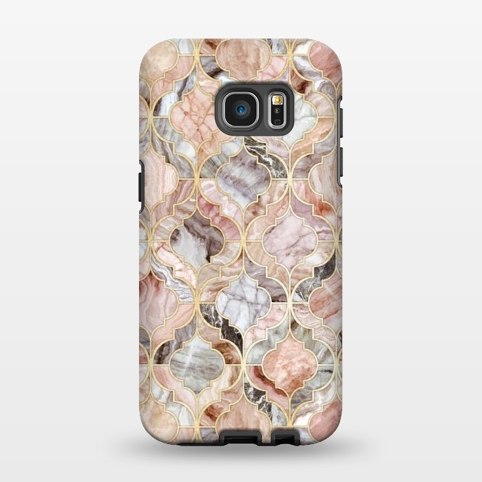 Galaxy S7 EDGE StrongFit Rosy Marble Moroccan Tiles by Micklyn Le Feuvre