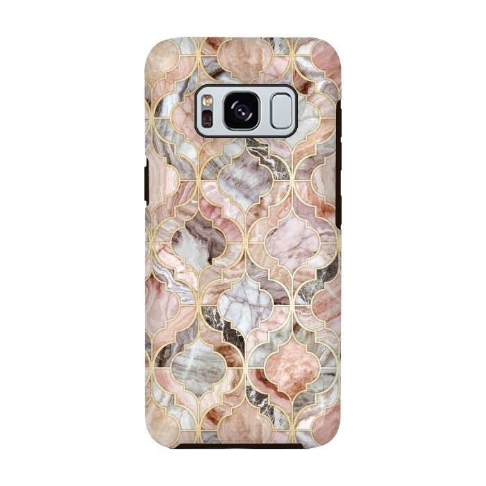 Galaxy S8 StrongFit Rosy Marble Moroccan Tiles by Micklyn Le Feuvre