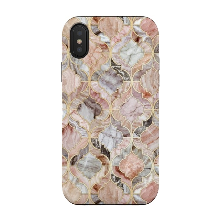iPhone Xs / X StrongFit Rosy Marble Moroccan Tiles by Micklyn Le Feuvre