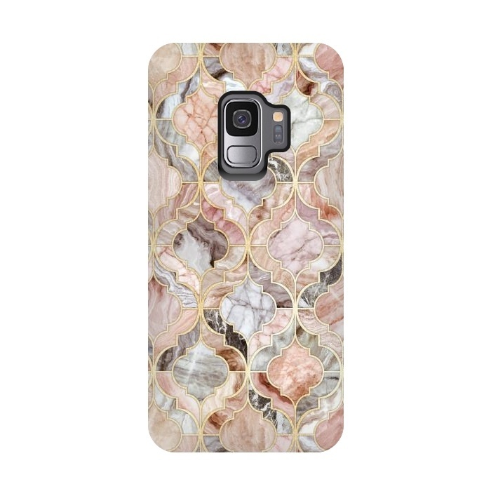 Galaxy S9 StrongFit Rosy Marble Moroccan Tiles by Micklyn Le Feuvre