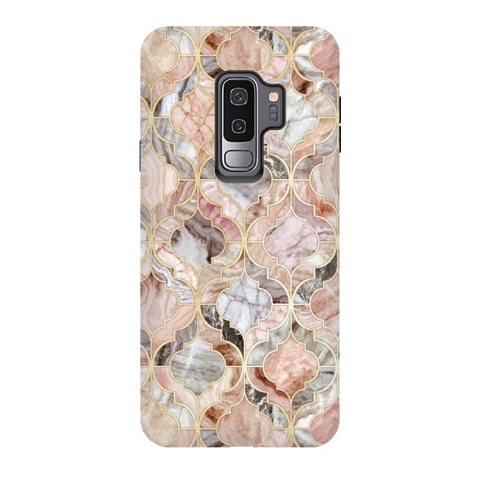 Galaxy S9 plus StrongFit Rosy Marble Moroccan Tiles by Micklyn Le Feuvre