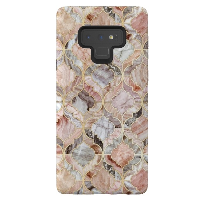 Galaxy Note 9 StrongFit Rosy Marble Moroccan Tiles by Micklyn Le Feuvre
