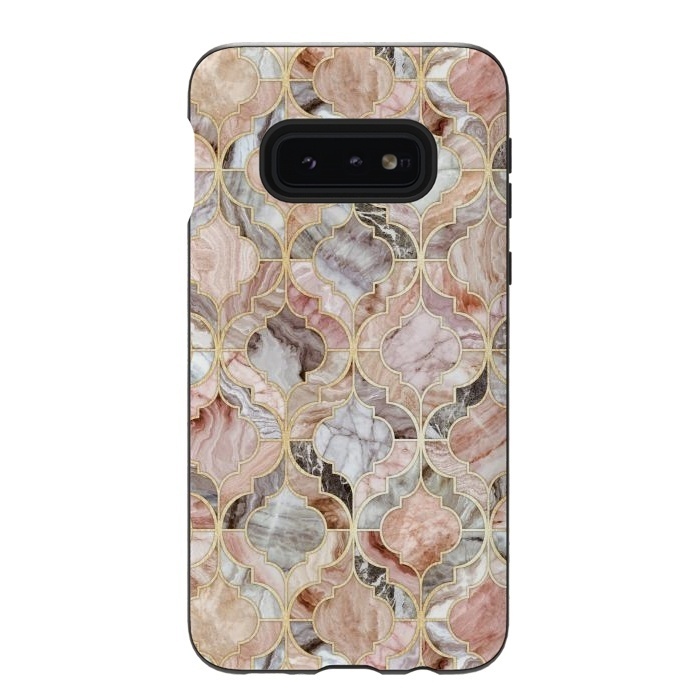 Galaxy S10e StrongFit Rosy Marble Moroccan Tiles by Micklyn Le Feuvre