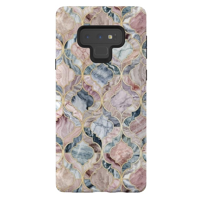 Galaxy Note 9 StrongFit Moroccan Marble Tile Pattern by Micklyn Le Feuvre