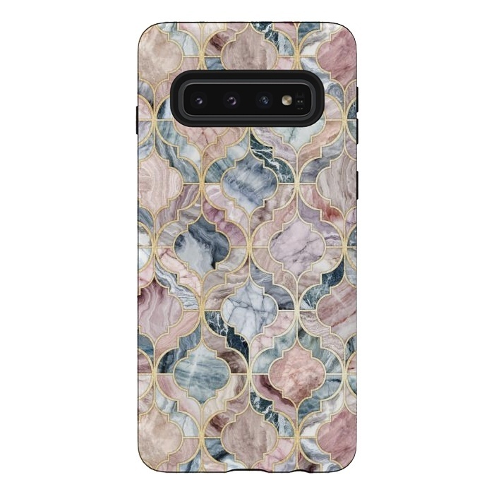 Galaxy S10 StrongFit Moroccan Marble Tile Pattern by Micklyn Le Feuvre