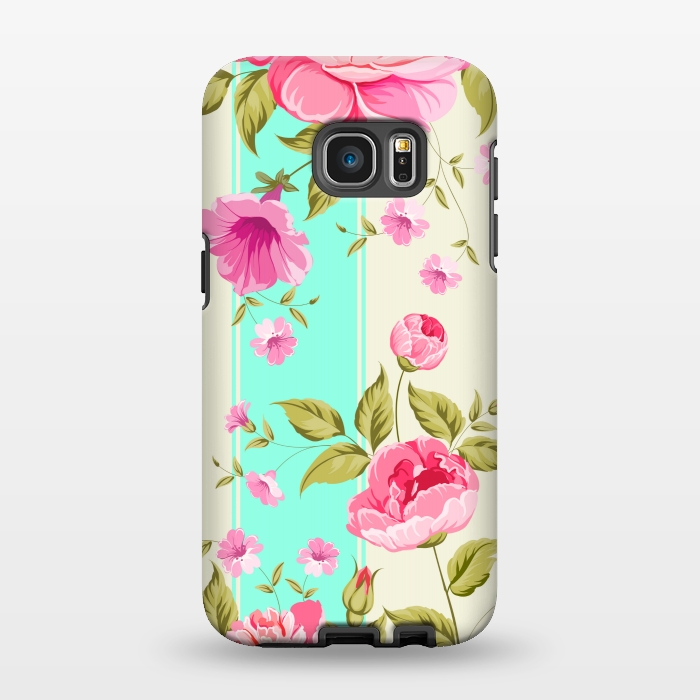 Galaxy S7 EDGE StrongFit stripes floral print by MALLIKA