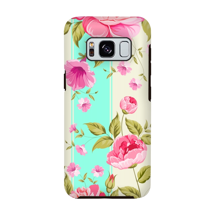 Galaxy S8 StrongFit stripes floral print by MALLIKA